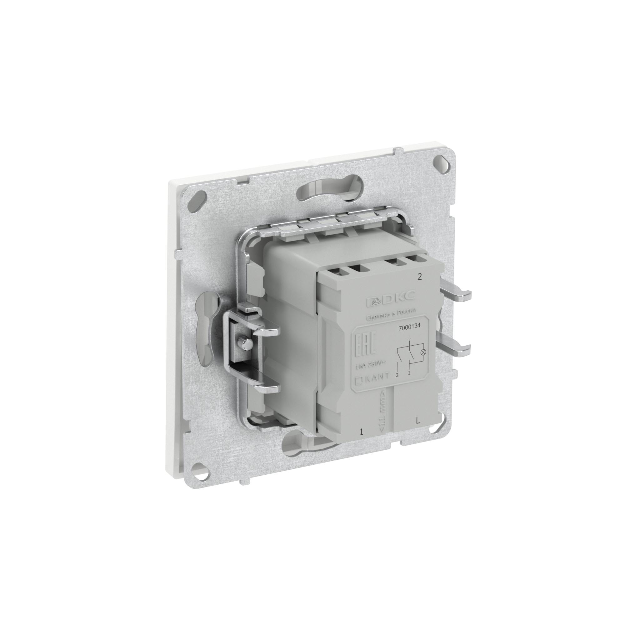 Выключатель двухклавишный с подсветкой, KANT, белая магнолия