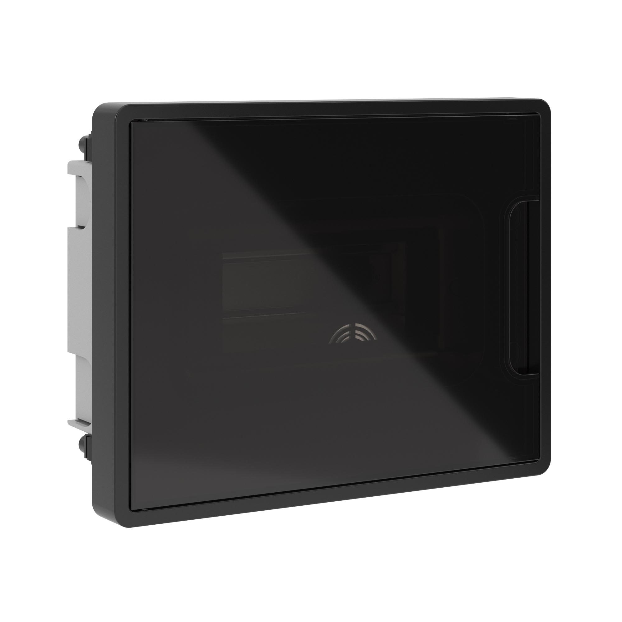 Модульные щитки "Фрейм" (FRAME) встраиваемые Щиток 8 мод встраиваемый для полых стен Фрейм (FRAME), черный, с тонированной  дверцей, с 2 шинами PEN на 6 и 8 отв. DKC|ДКС