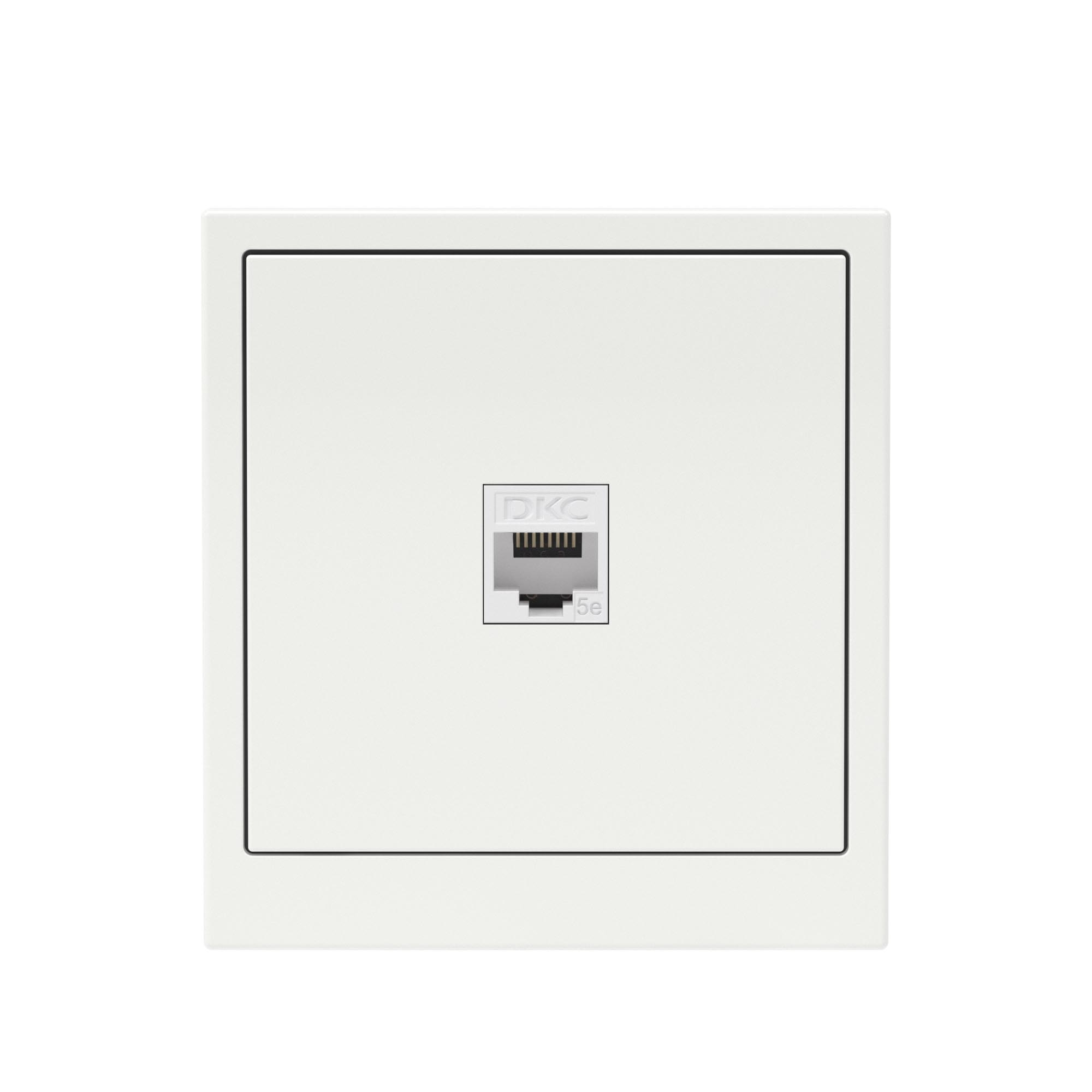 Компьютерная розетка RJ-45 без шторки, кат.5е одинарная, KANT, белая магнолия