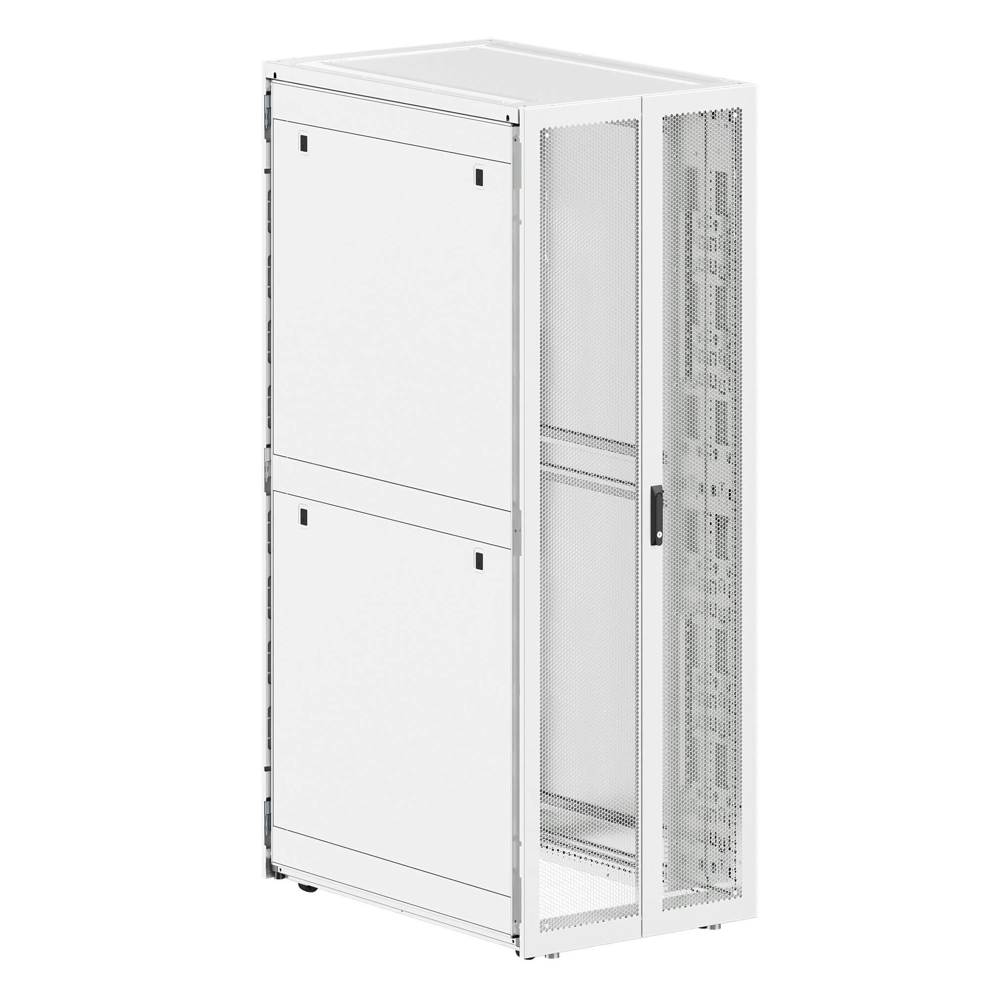 ИТ-шкаф ДКС для ЦОД напольный собранный 19'',  48U 600x1200мм, двойные боковые панели, перф/двойная перф дверь, белый RAL9003