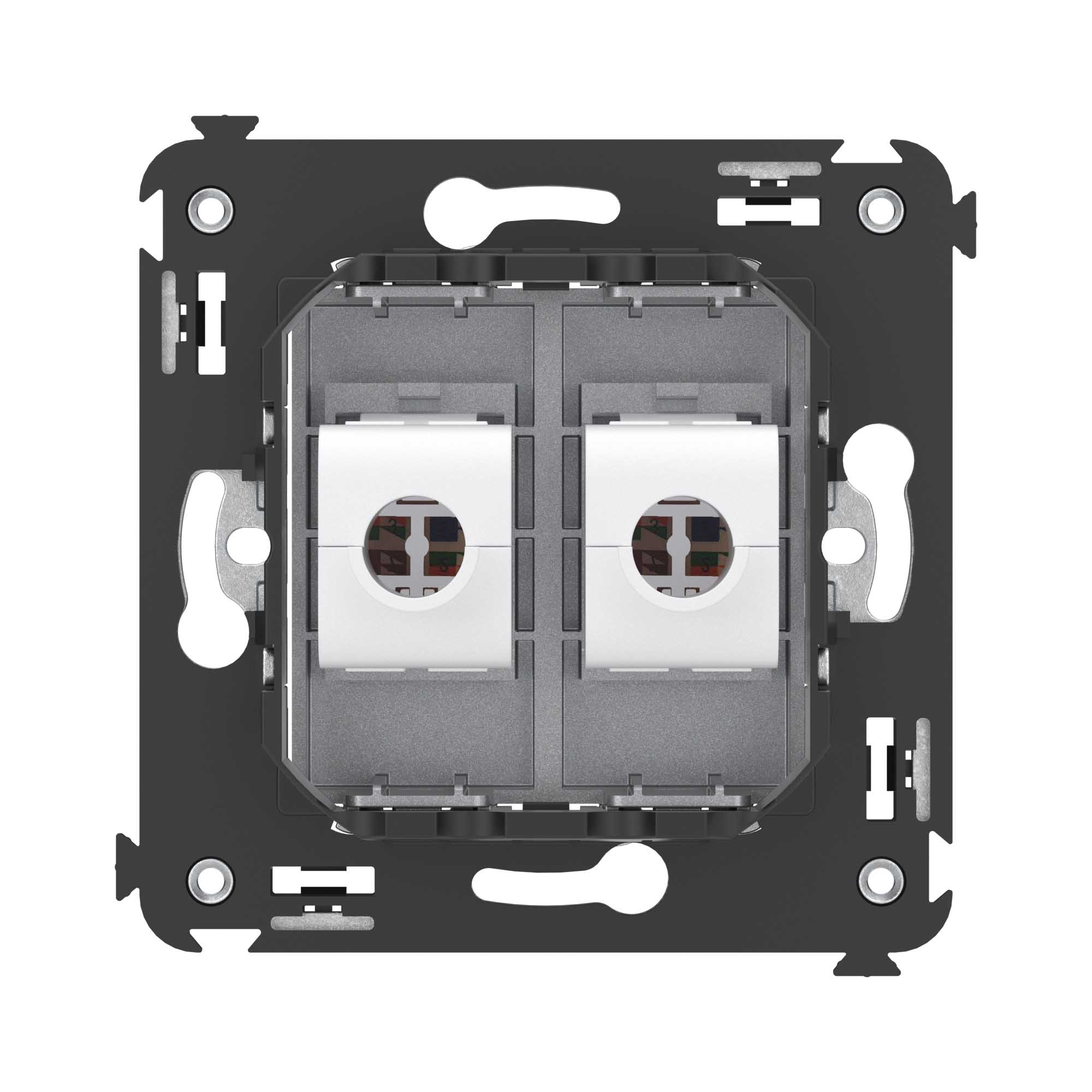 Компьютерная розетка RJ-45 без шторки в стену, кат.5е двойная, Avanti, закаленная сталь