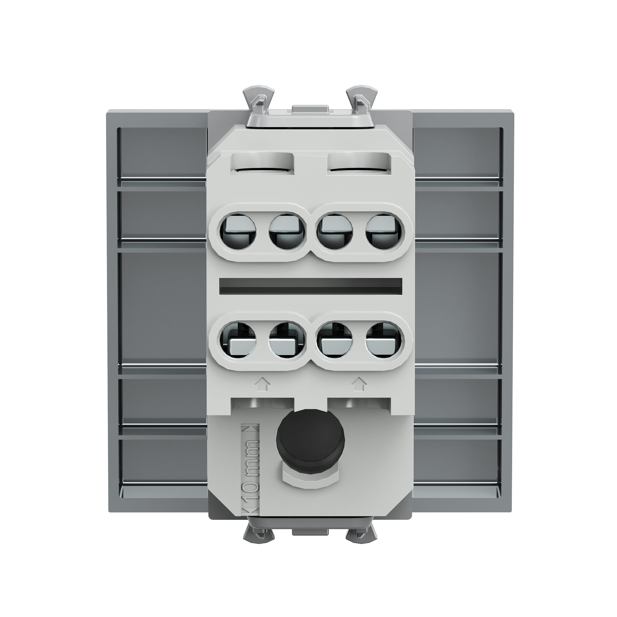 Выключатель двухполюсный одноклавишный модульный, Avanti, закаленная  сталь, 2 модуля