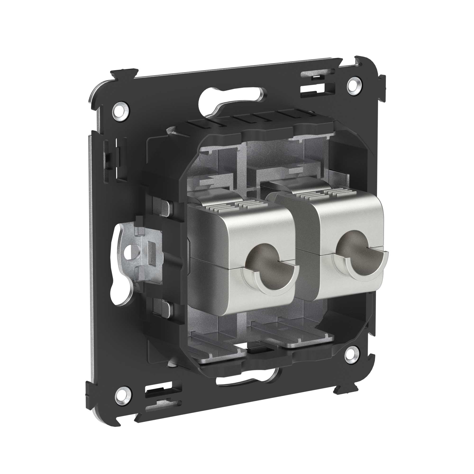 Компьютерная розетка RJ-45 без шторки в стену, кат.5e двойная экранированная, Avanti, закаленная сталь