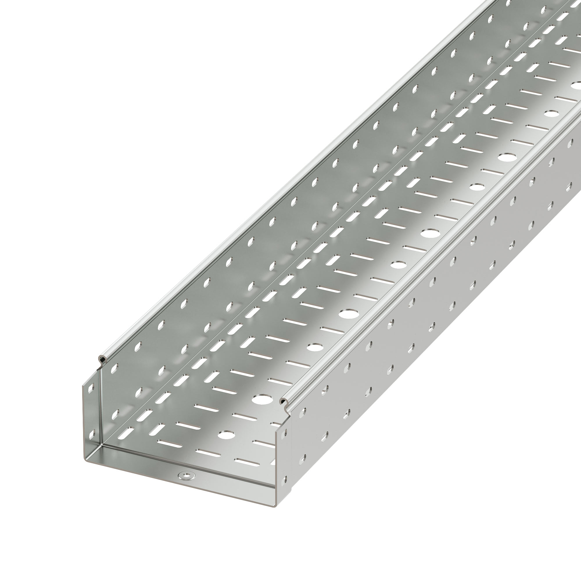 Перфорированные лотки нестандартной толщины Лоток перфорированный 100х100х4000, 2,0 мм, цинк-ламельный DKC|ДКС