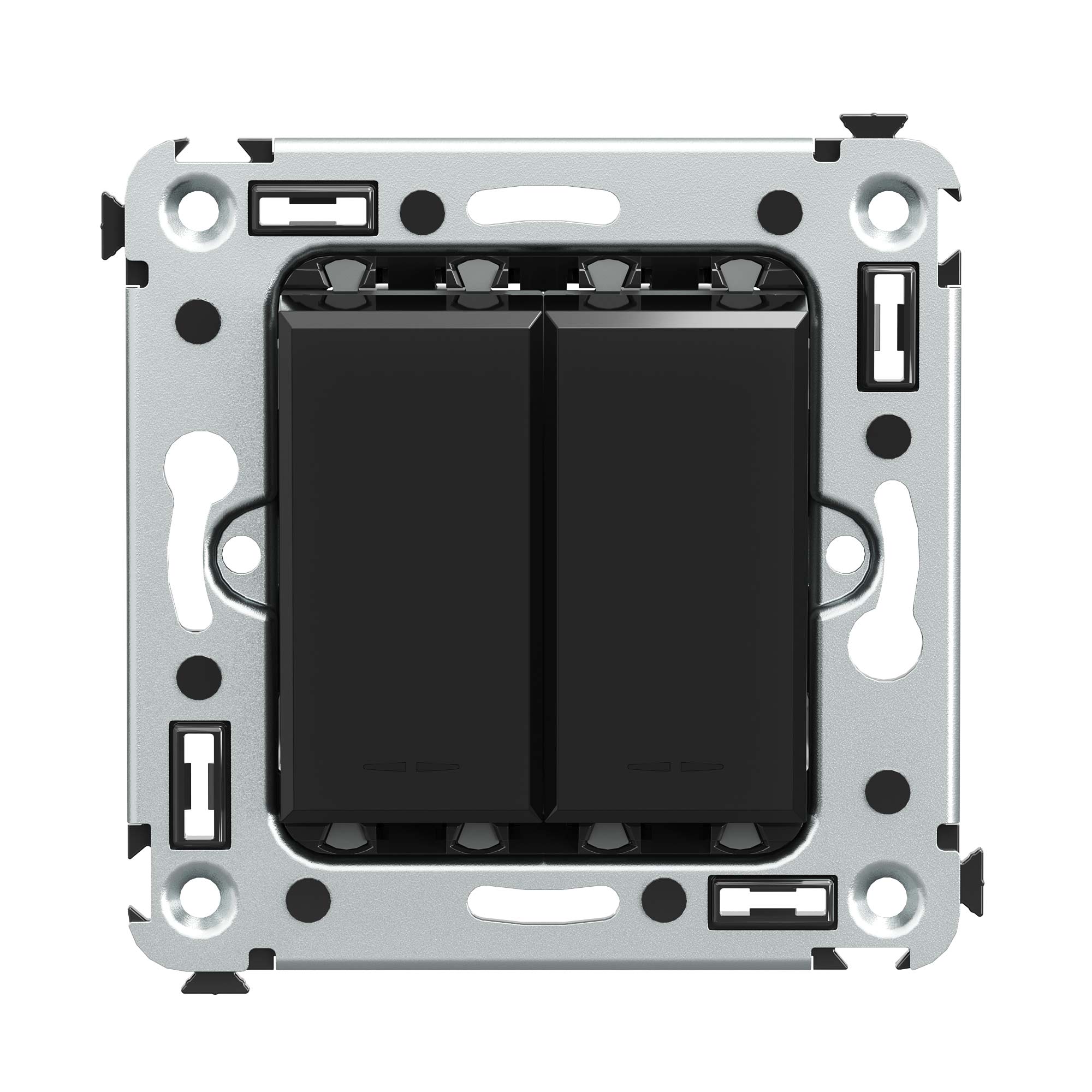 Выключатели, переключатели, инверторы Переключатель двухклавишный в стену, Avanti, черный квадрат DKC|ДКС