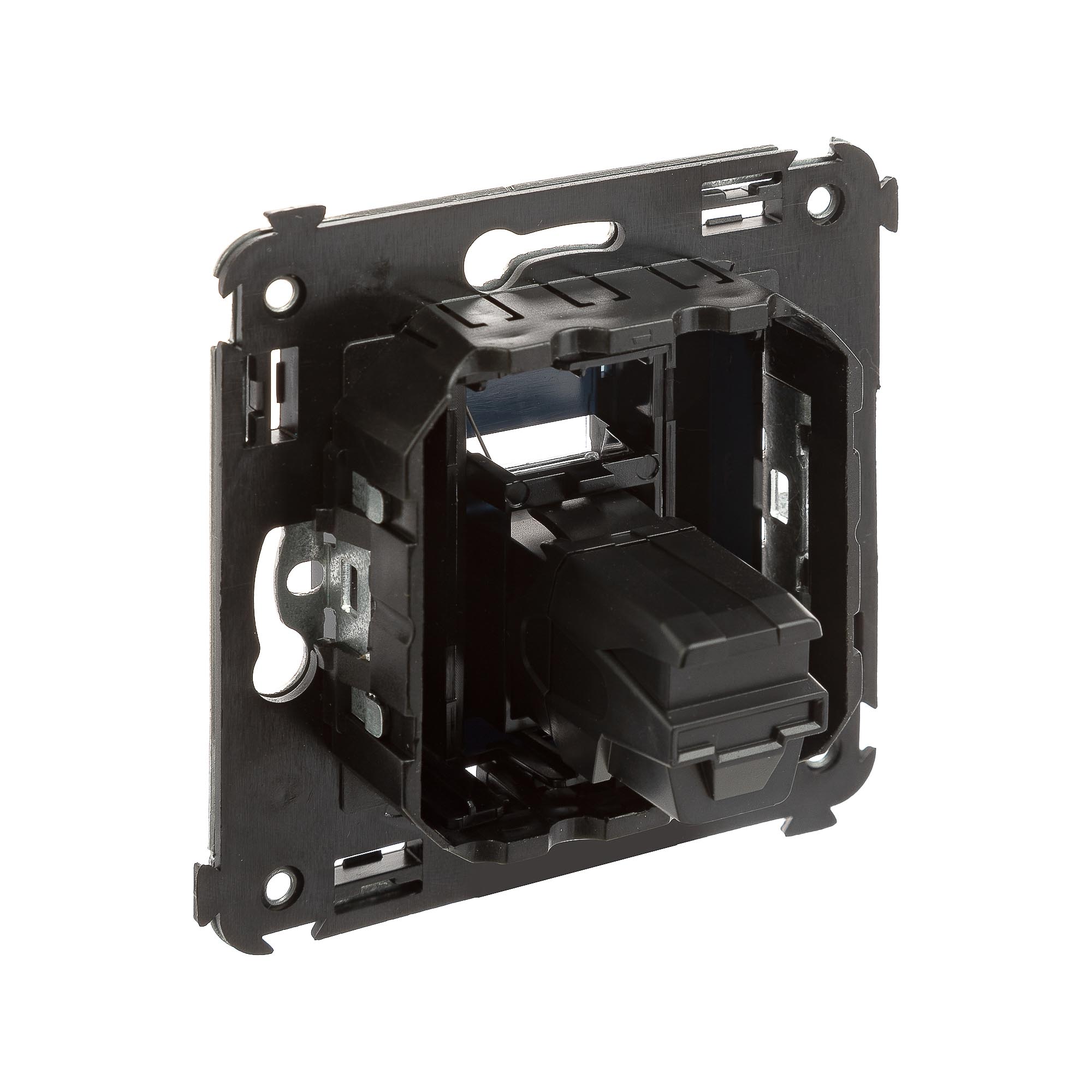 USB 2.0 розетка одинарная в стену, тип А-А, Avanti, черный квадрат