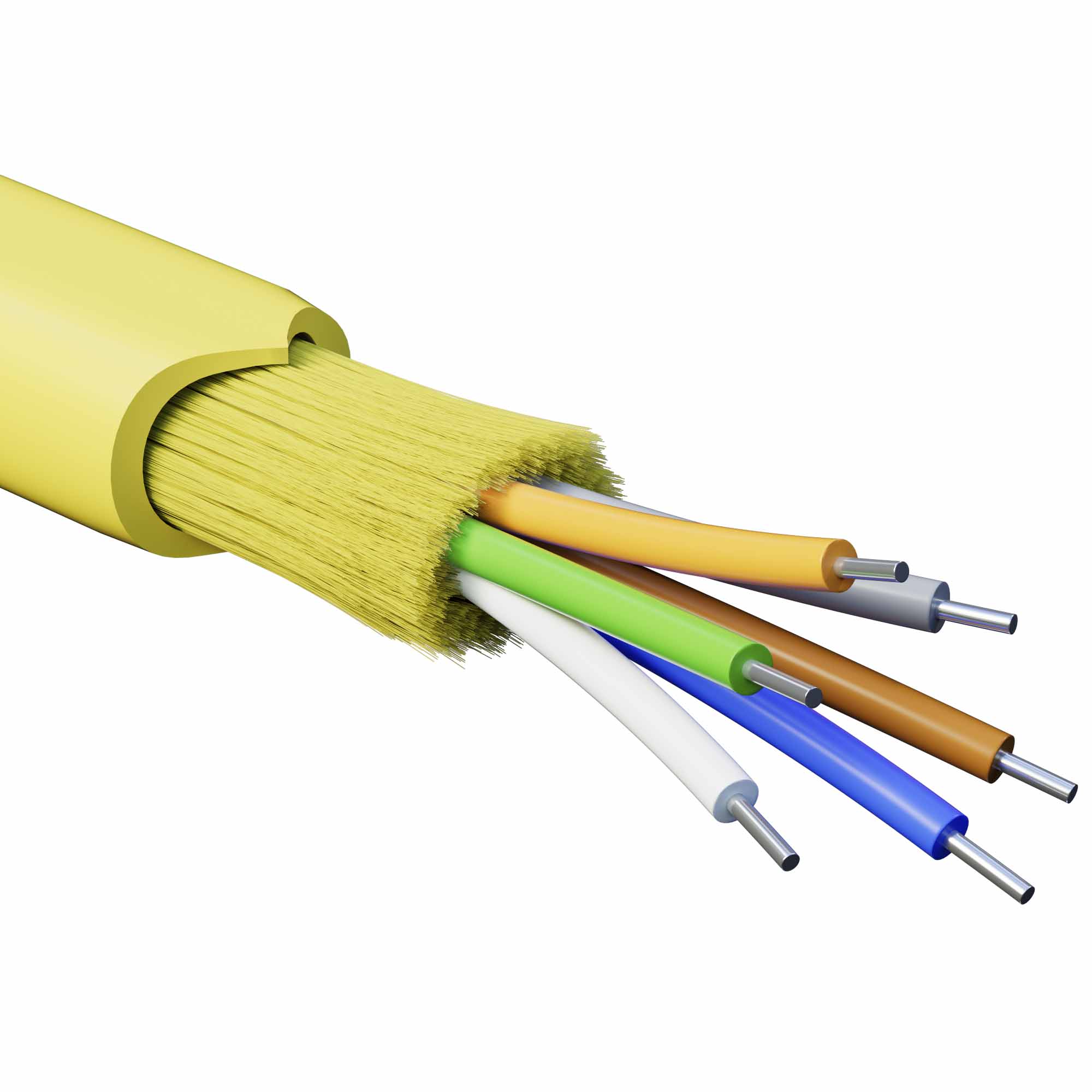 Кабели для внутренней прокладки с волокнами ОS2 Кабель волоконно-оптический, распределительный, арамидные упрочняющие нити, для внутренней прокладки, нг(А)-HF, 6 ОВ, категория OS2(G.652.D) плотный буфер, 0,4 кН, барабан 2000 м DKC|ДКС