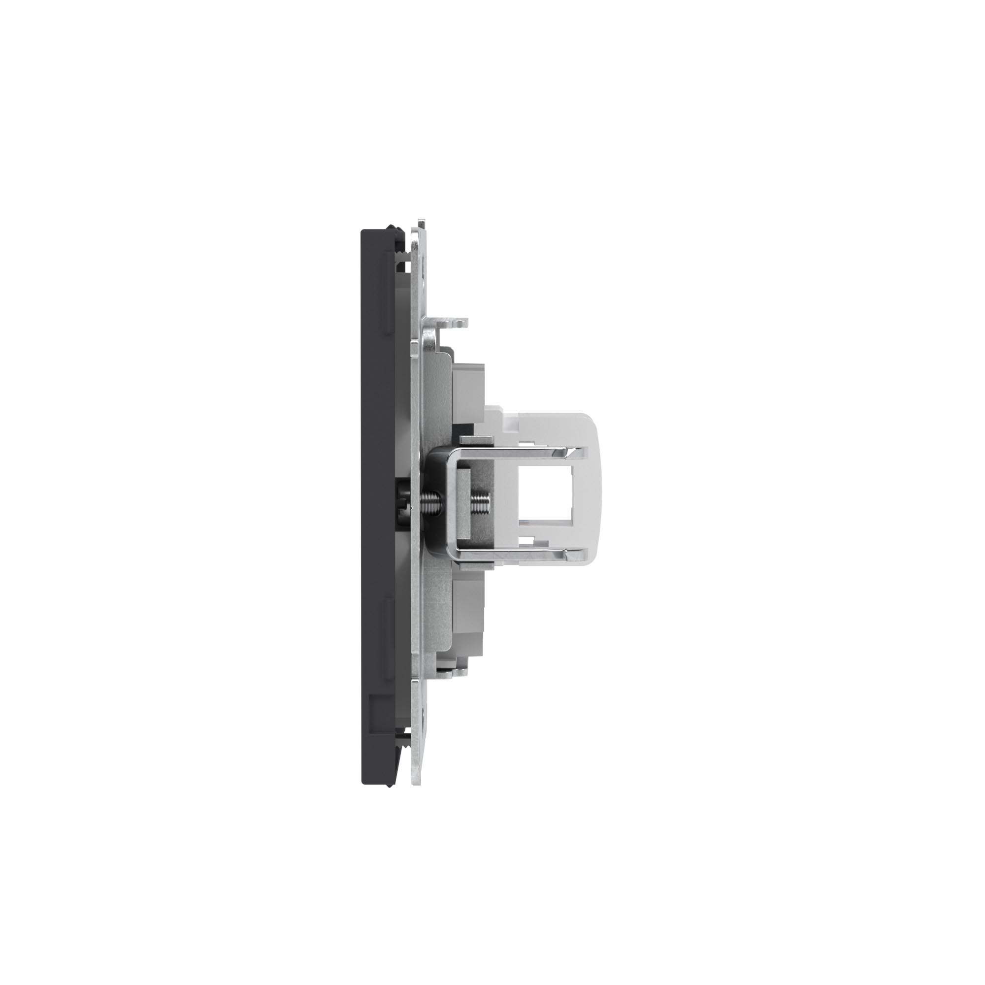 Компьютерная розетка RJ-45 без шторки, кат.5е одинарная, KANT, черный уголь