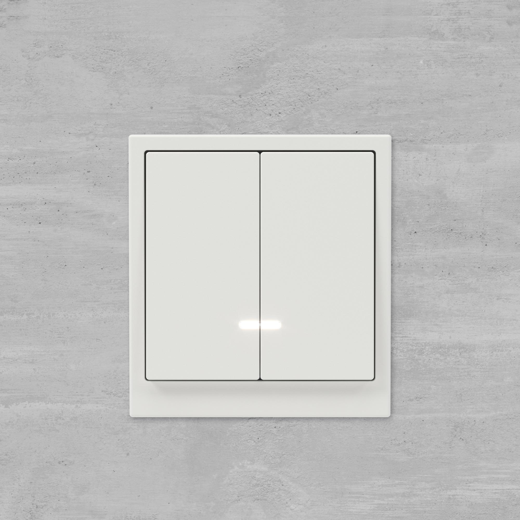 Выключатель двухклавишный с подсветкой, KANT, белый песок