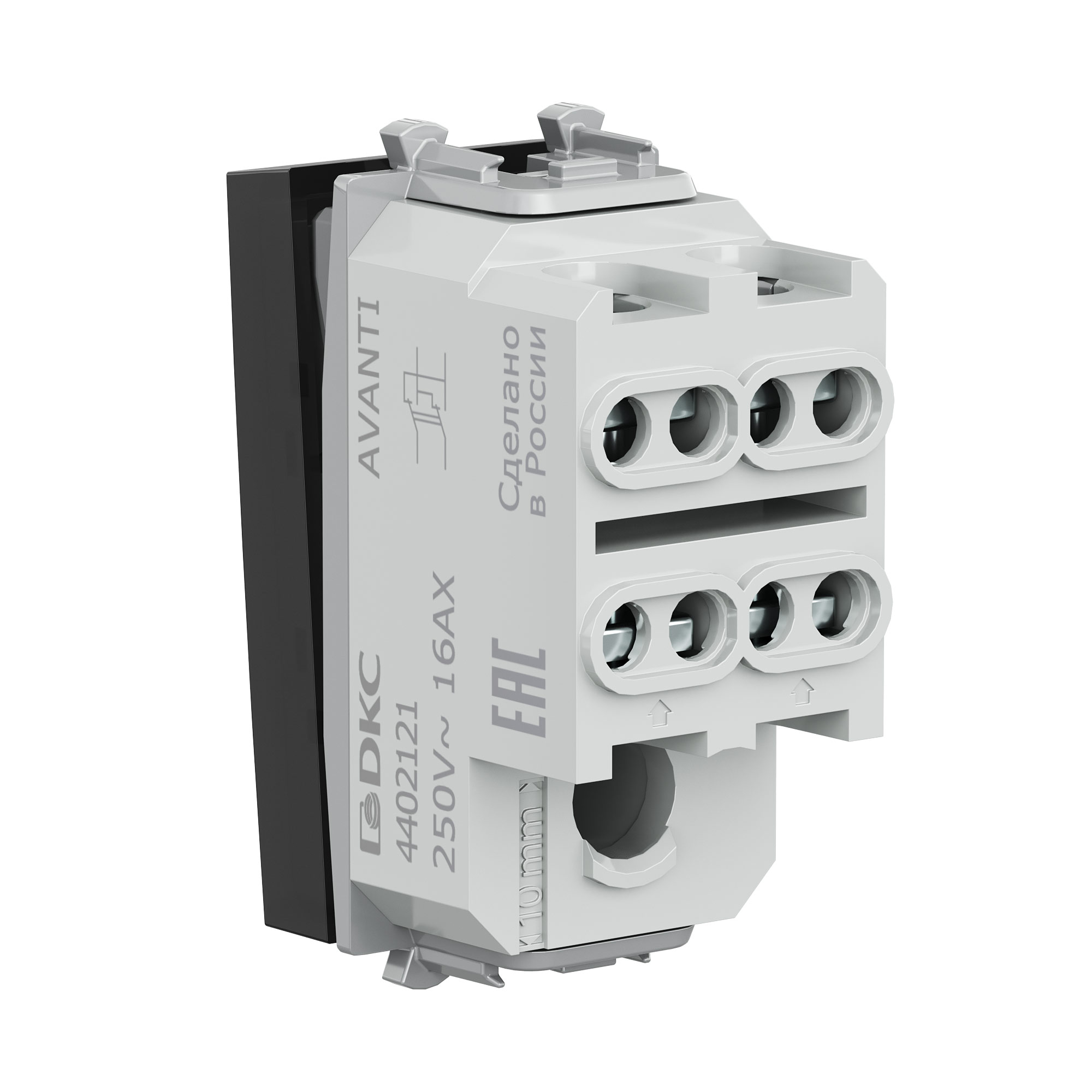 Инвертор модульный, Avanti, черный квадрат, 1 модуль