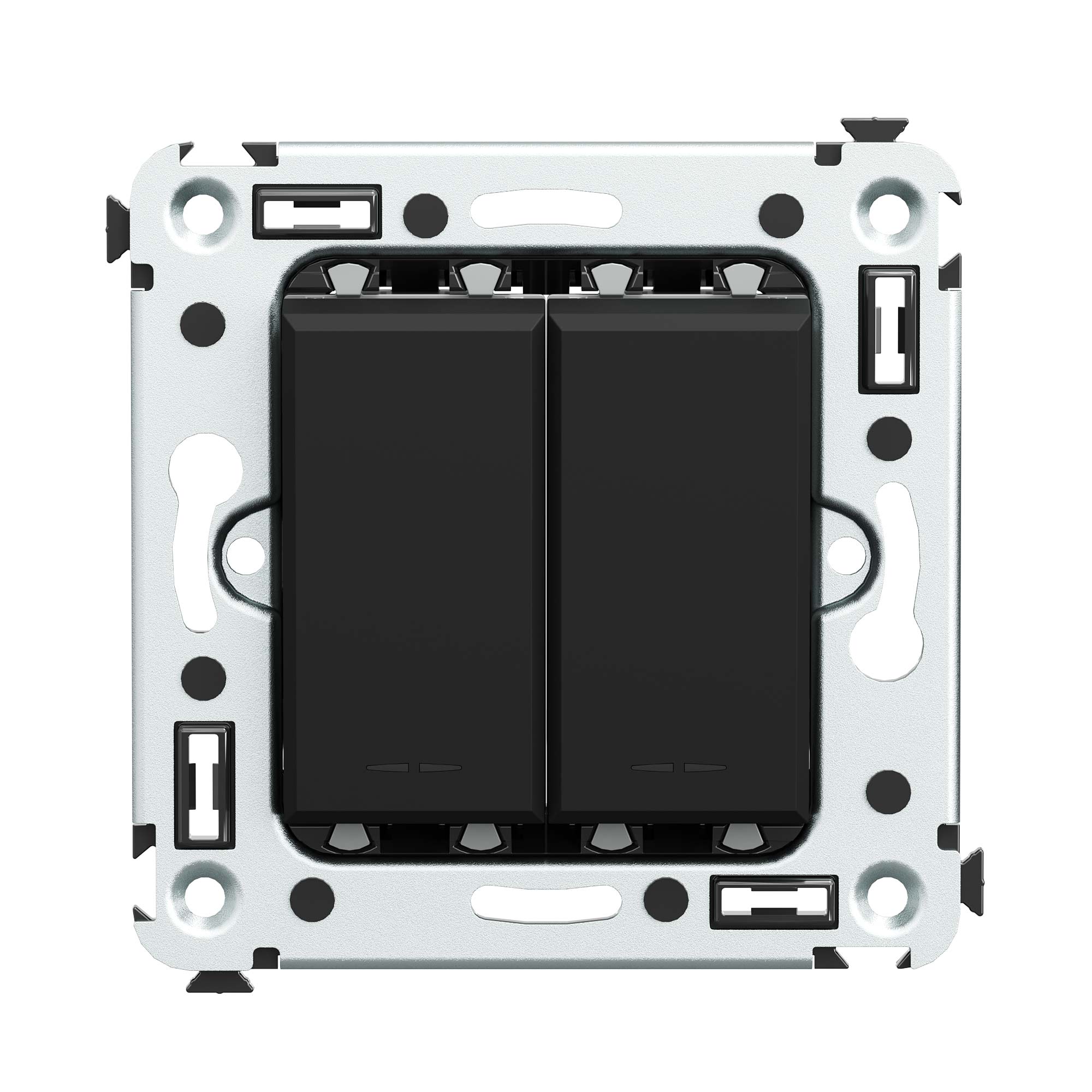 Выключатели, переключатели, инверторы Выключатель двухклавишный в стену, Avanti, черный матовый DKC|ДКС