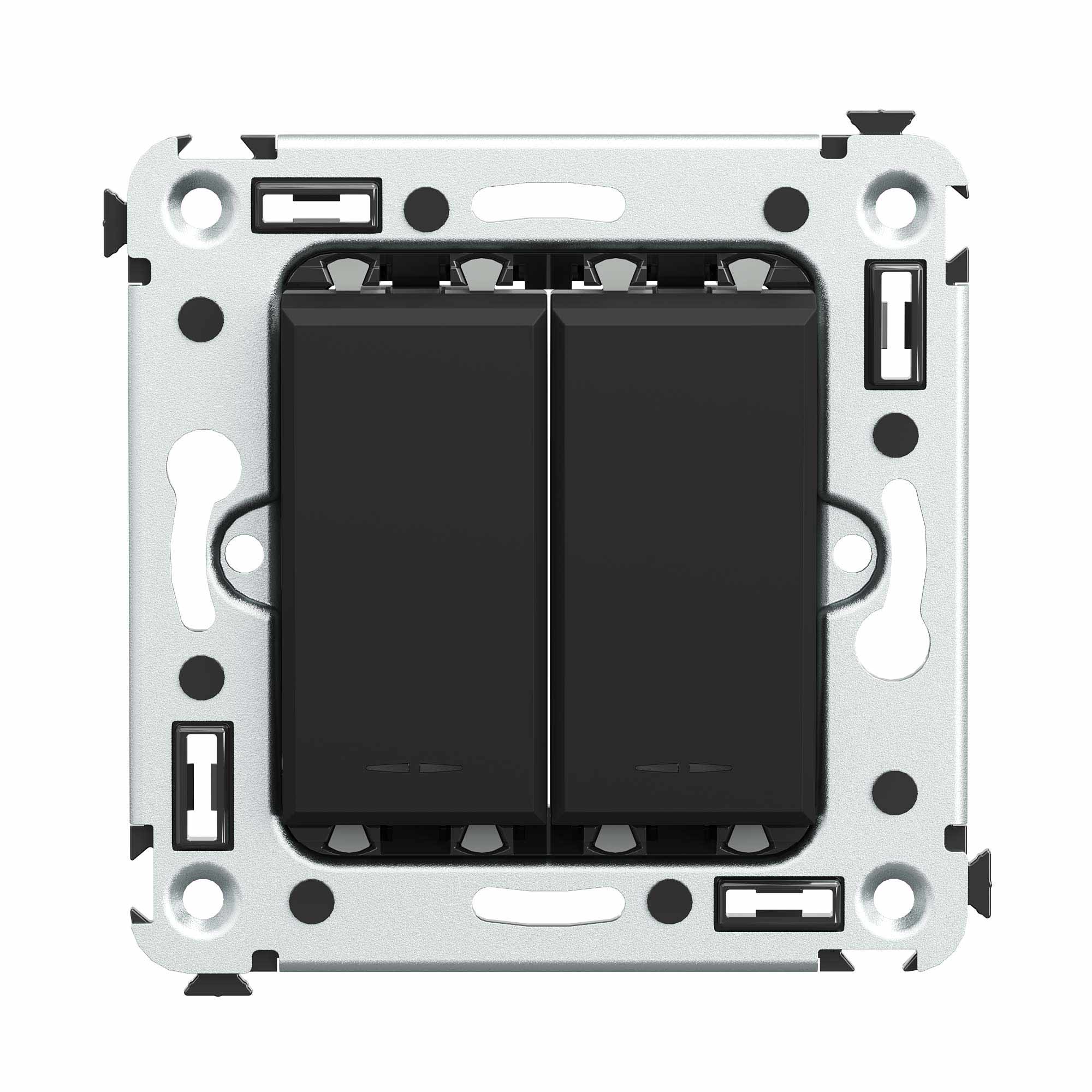 Выключатели, переключатели, инверторы Инвертор двухклавишный в стену, Avanti, черный матовый DKC|ДКС