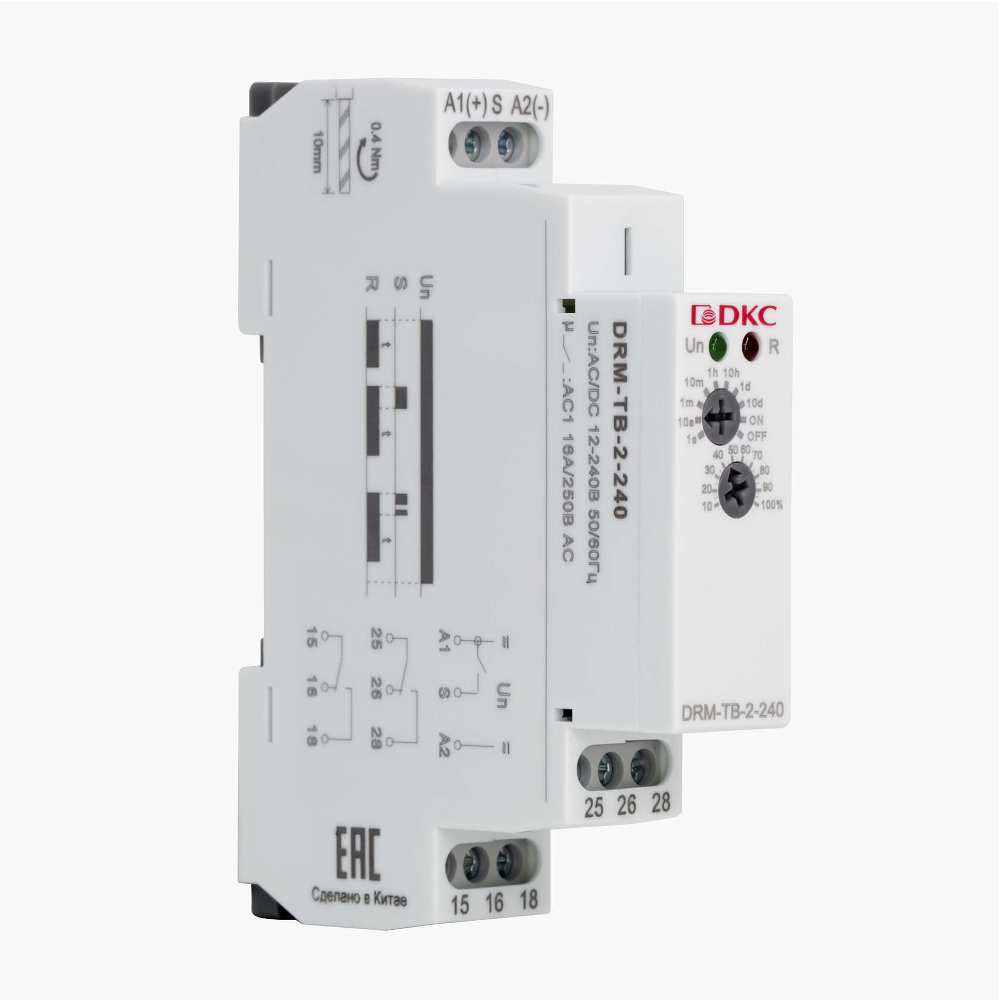 Реле времени, задержка выключения, конфигурация контакта 2CO, AС/DC 12-240В