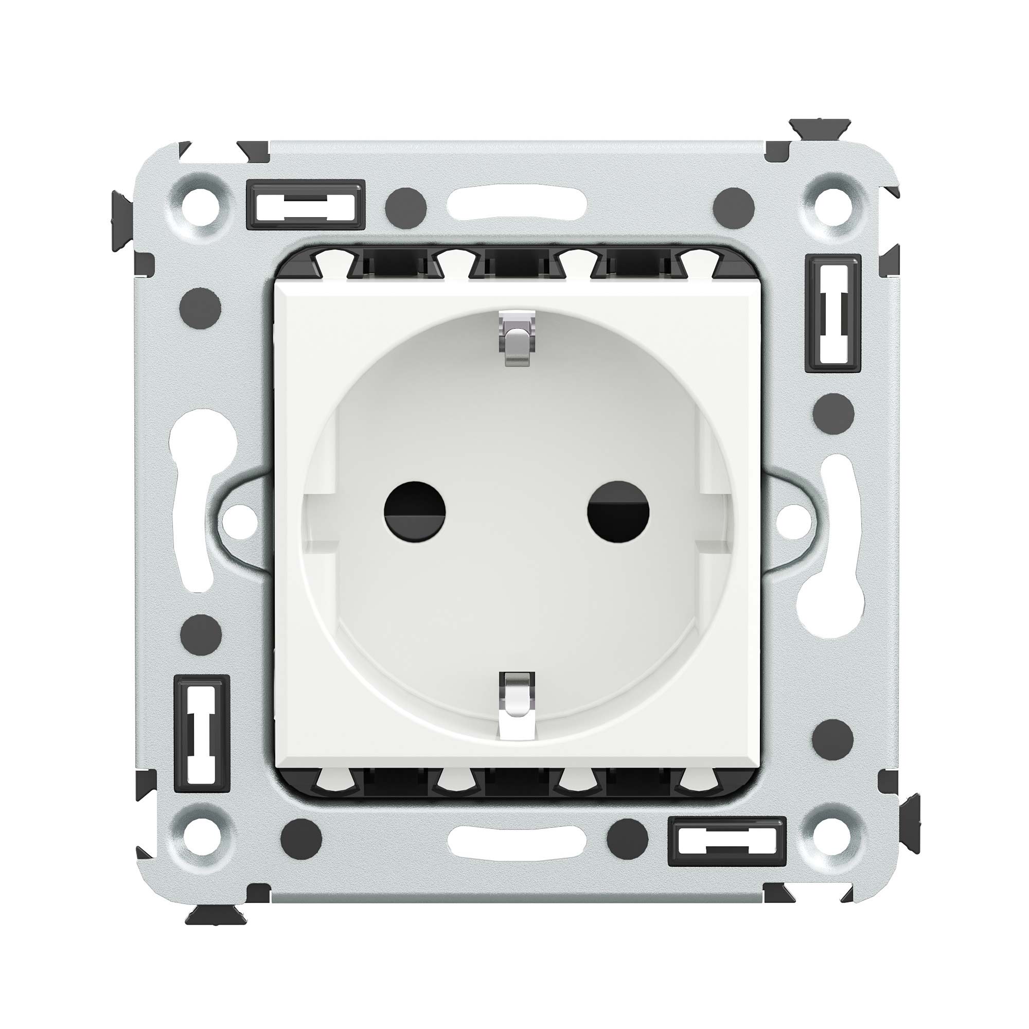 Силовые розетки Розетка в стену, 2P+E, с з/ш, Avanti, белое облако DKC|ДКС