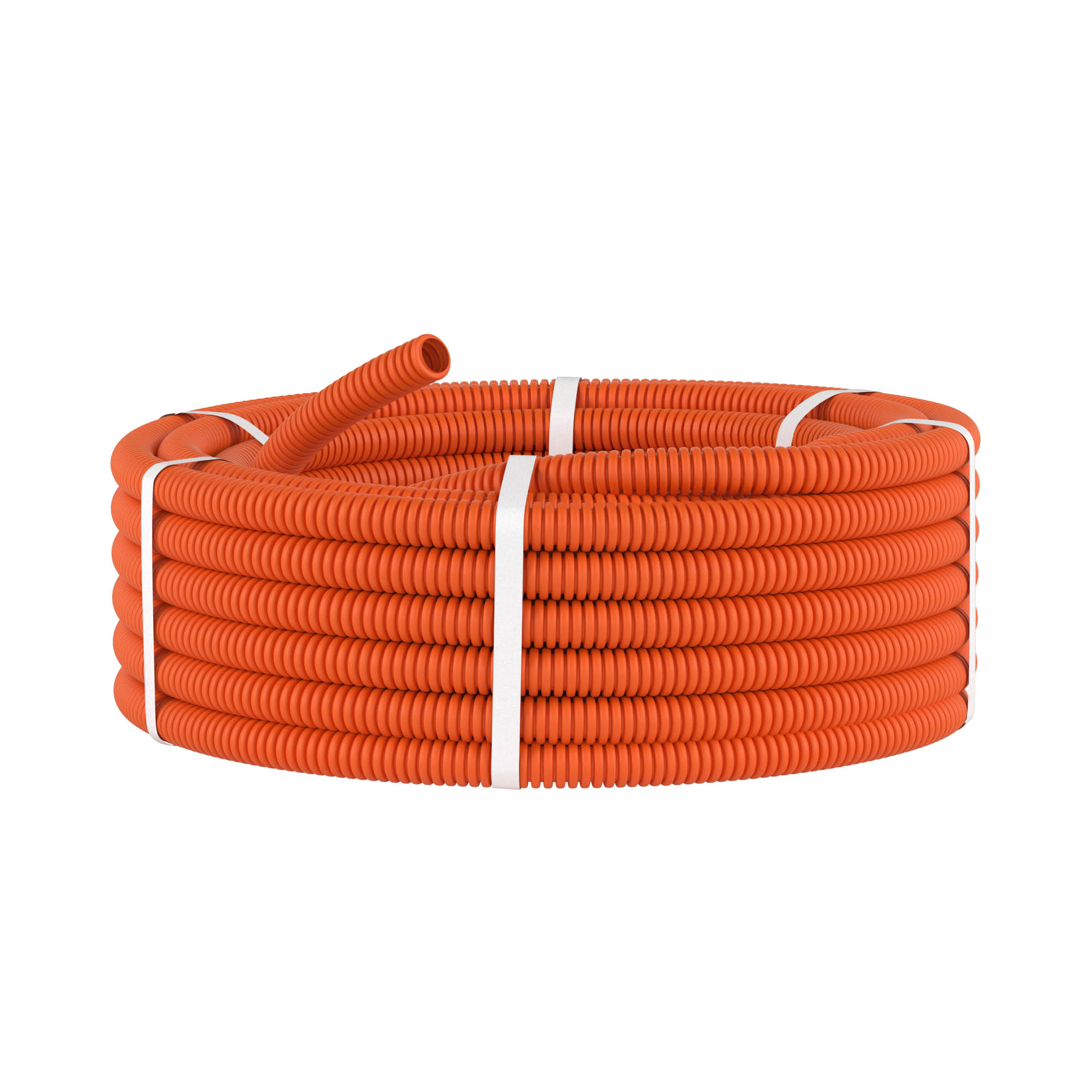 Труба ПНД гибкая гофр. д.25мм, лёгкая без протяжки, 50м, безгалогеновая, цвет оранжевый