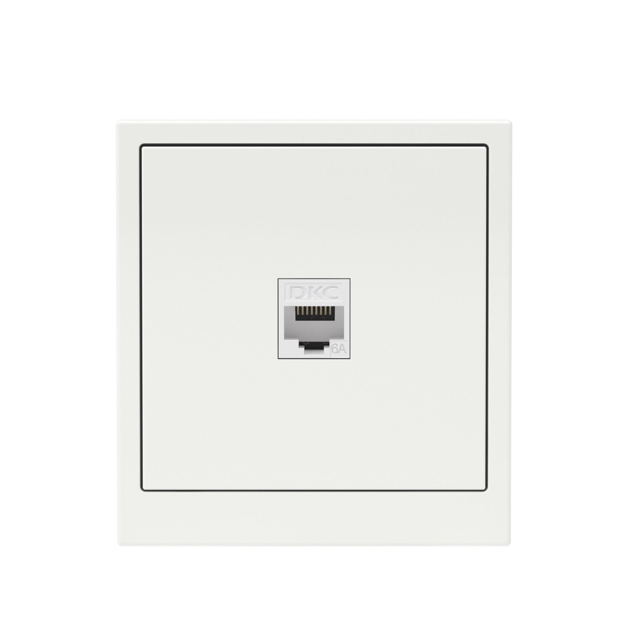 Компьютерная розетка RJ-45 без шторки, кат.6А одинарная,KANT, белая магнолия
