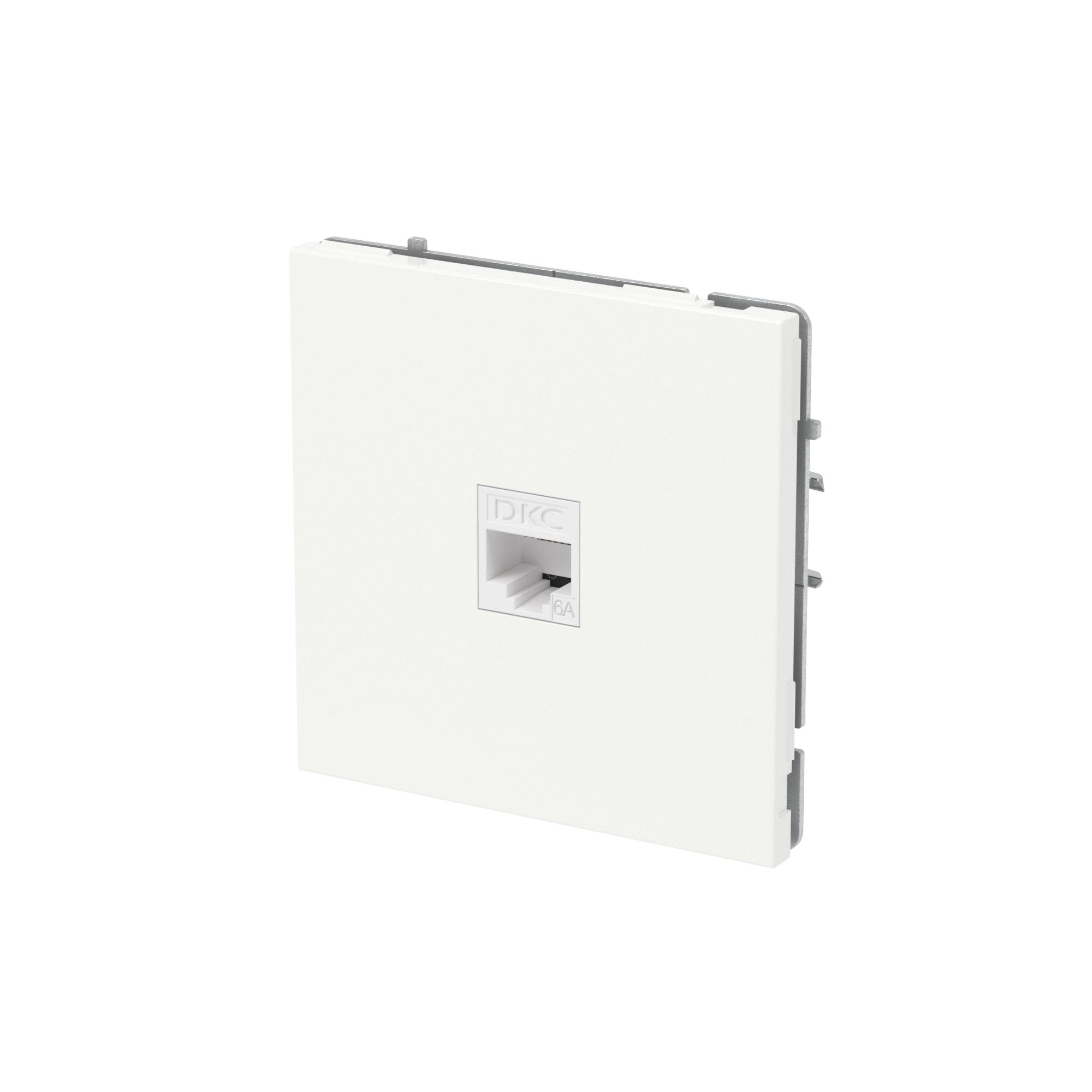 Компьютерная розетка RJ-45 без шторки, кат.6А одинарная,KANT, белая магнолия