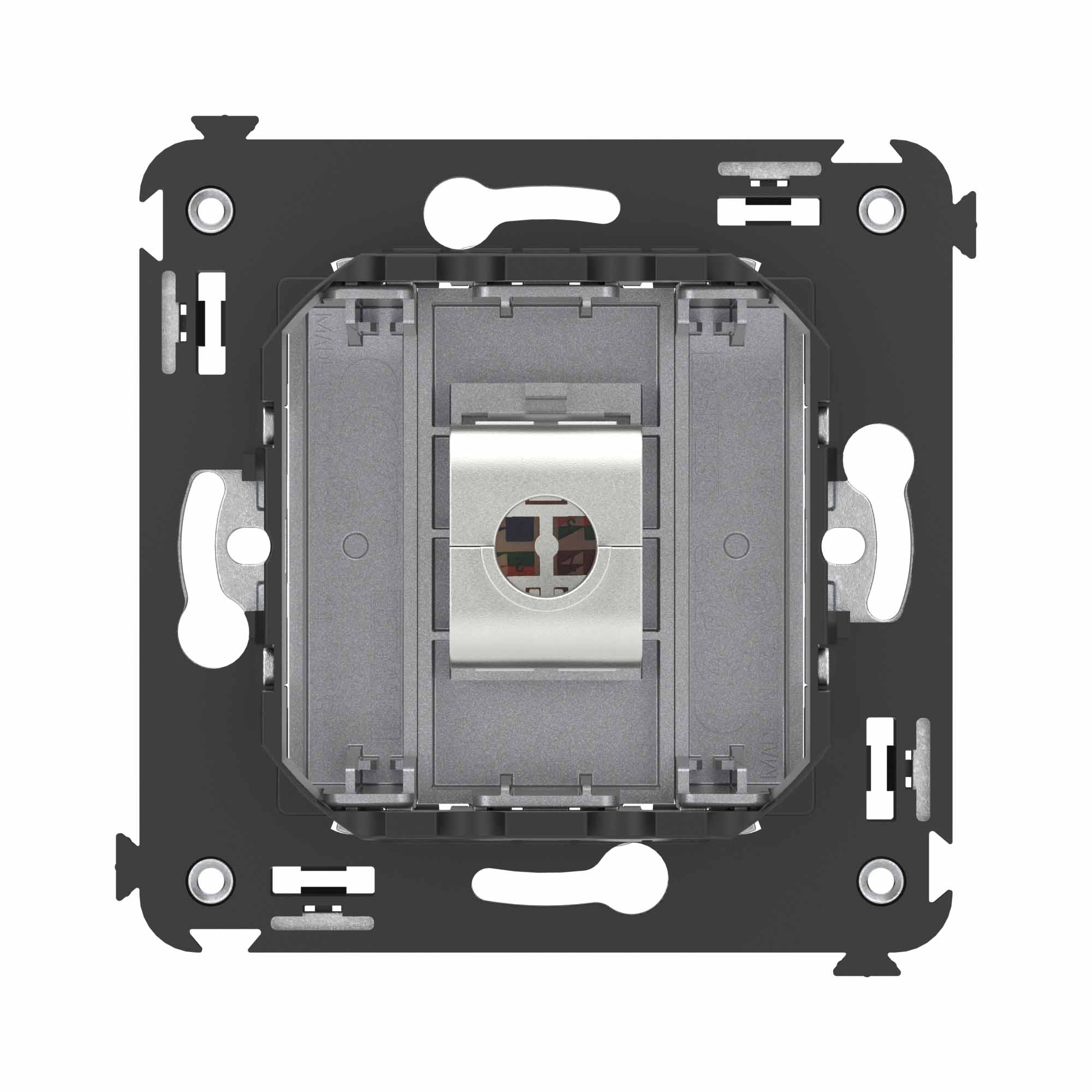 Компьютерная розетка RJ-45 без шторки в стену, кат.6А одинарная экранированная, Avanti, закаленная сталь