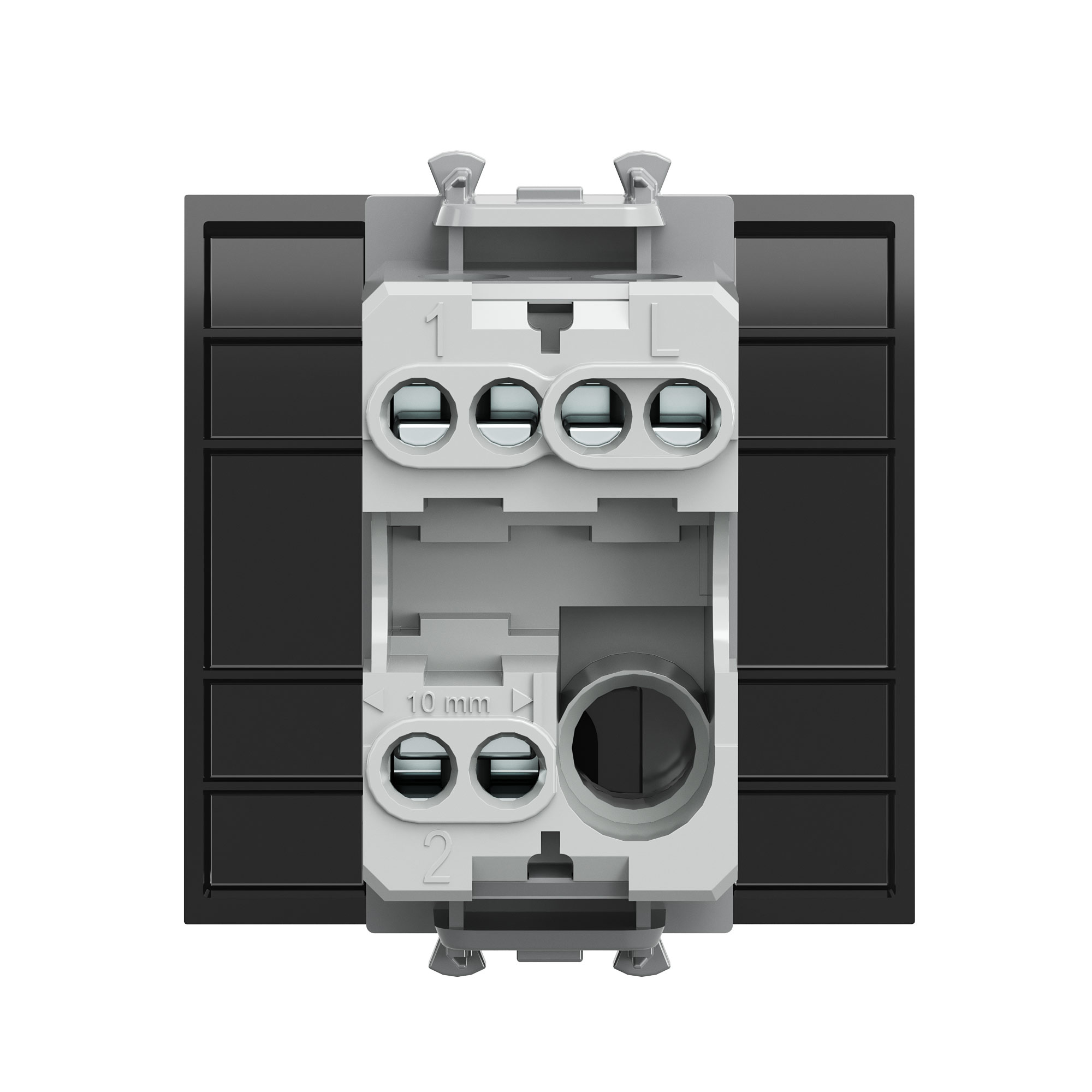 Переключатель одноклавишный модульный, Avanti, черный квадрат, 2 модуля