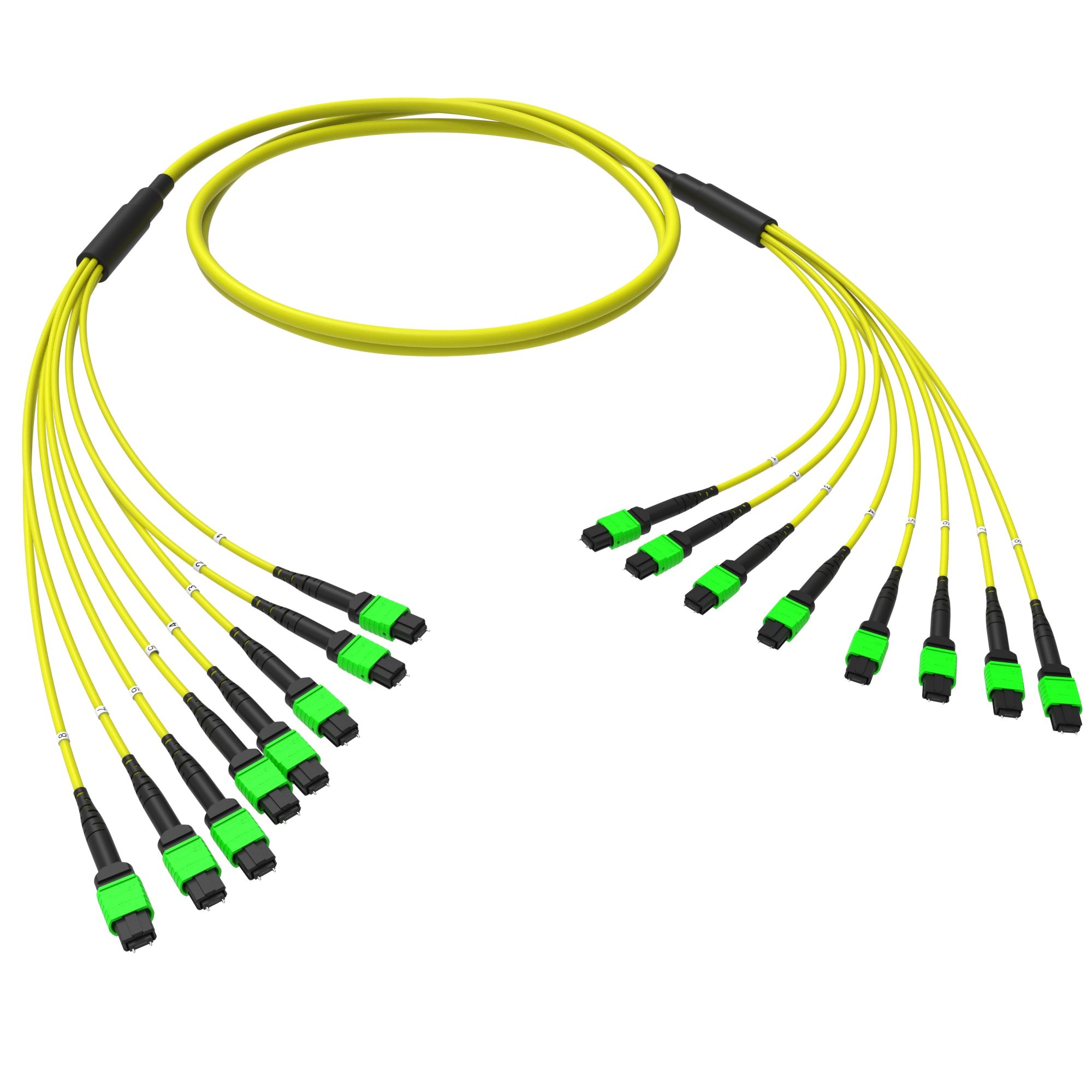 Оптические сборки MTP(12)/MTP(12) Оптическая магистральная сборка 96 ОВ 9/125 OS2, 8xMTP(12)m/8xMTP(12)m, тип В, 300 м DKC|ДКС