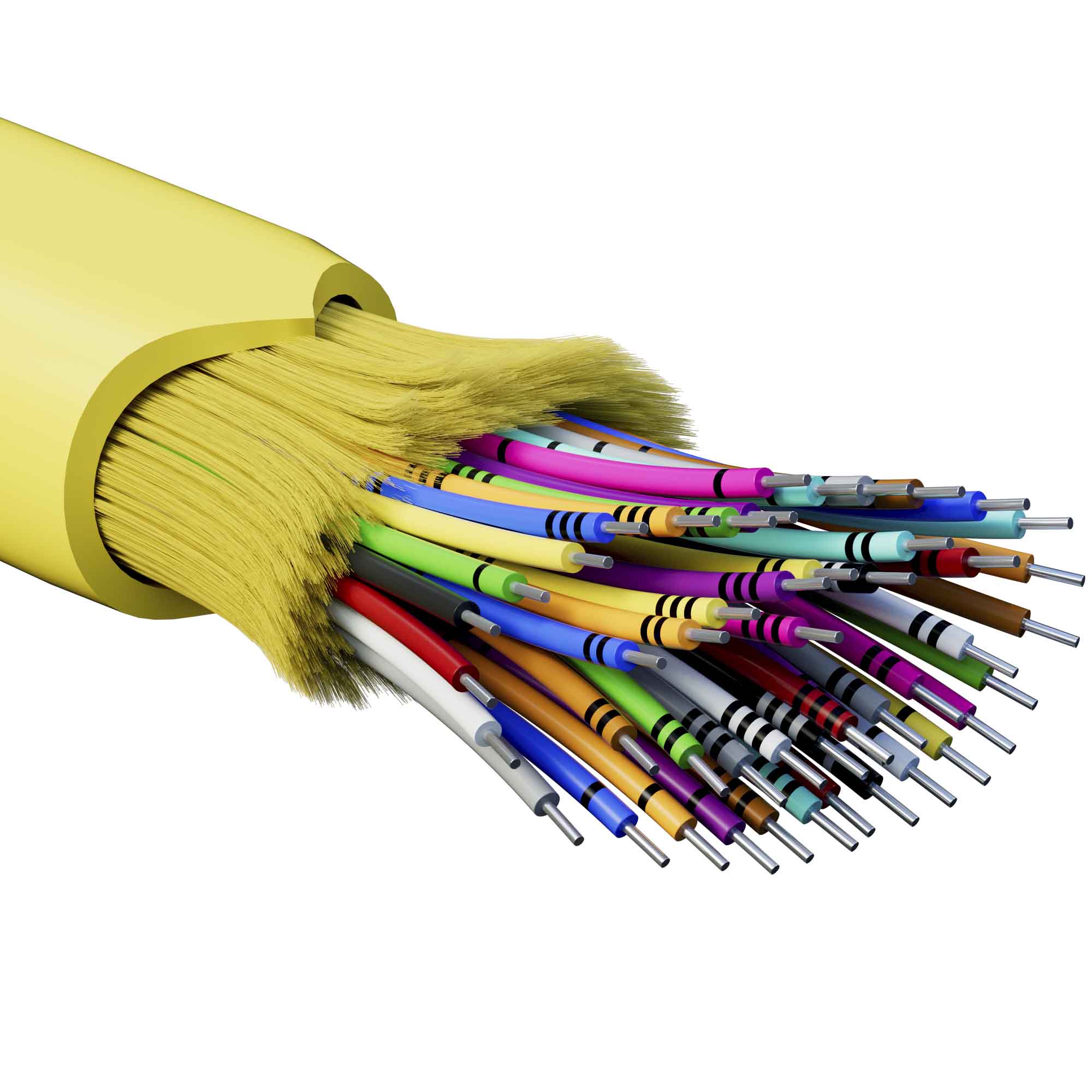 Кабели для внутренней прокладки с волокнами ОS2 Кабель волоконно-оптический, распределительный, арамидные упрочняющие нити, для внутренней прокладки, нг(A)-HFLTx, 48 ОВ, категорияOS2 (G.652.D) плотный буфер, 0,4 кН, барабан 2000 м DKC|ДКС