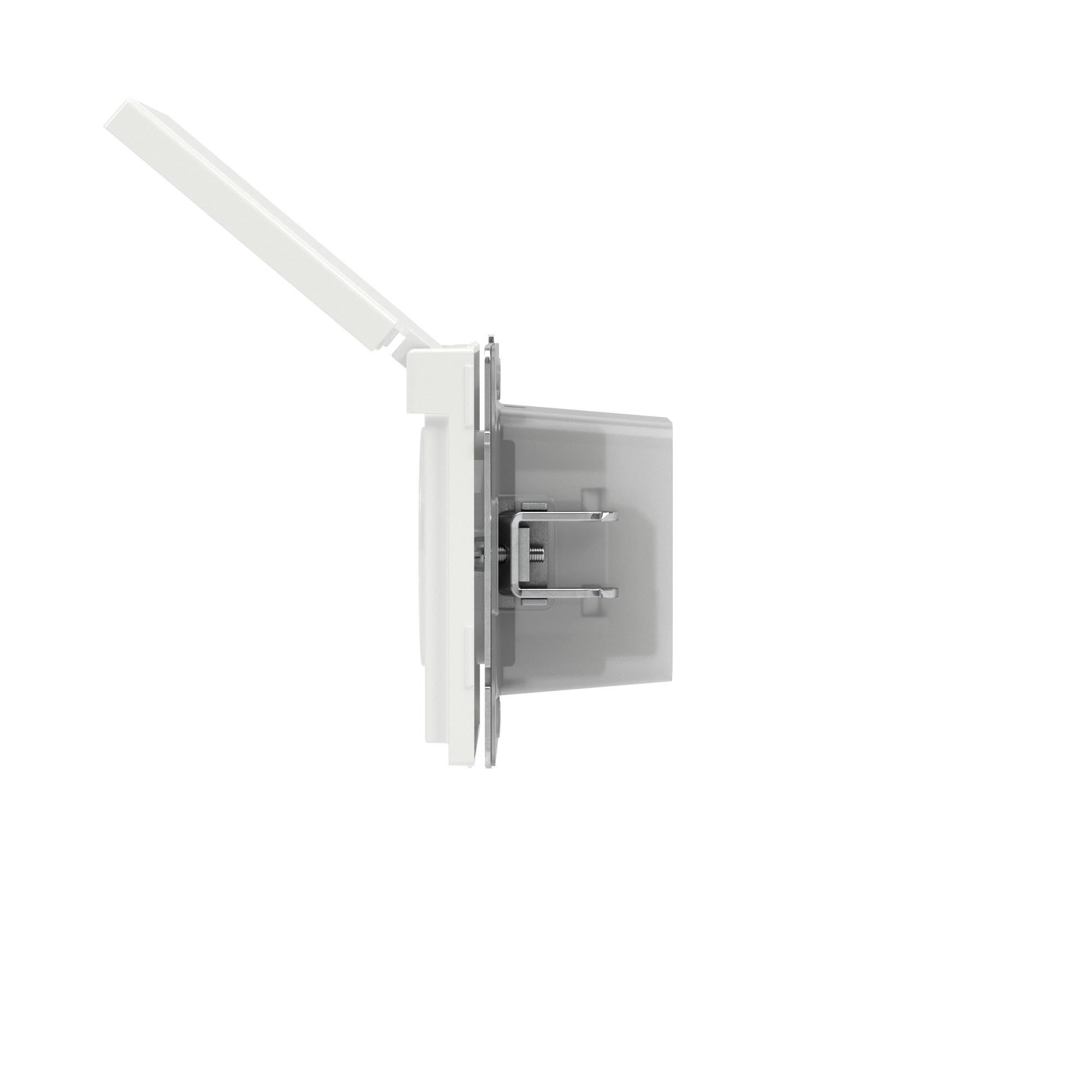 Розетка силовая, 2P+E, с з/ш, с крышкой, IP44, KANT, белая магнолия