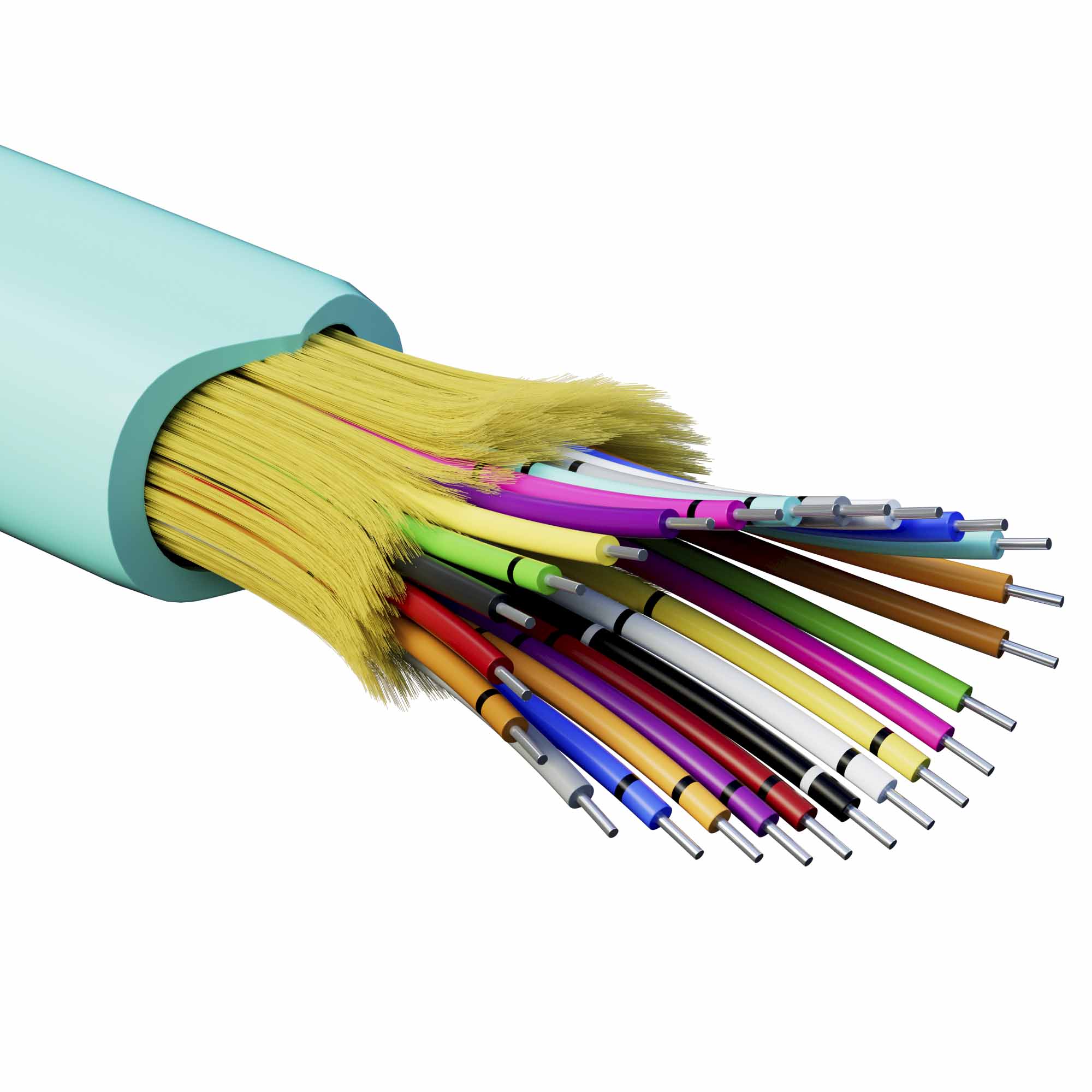 Кабели для внутренней прокладки с волокнами ОМ3 Кабель волоконно-оптический, распределительный, арамидные упрочняющие нити, для внутренней прокладки, нг(A)-HFLTx, 24 ОВ, категория OM3 (G.651.1) плотный буфер, 0,4 кН, барабан 500 м DKC|ДКС