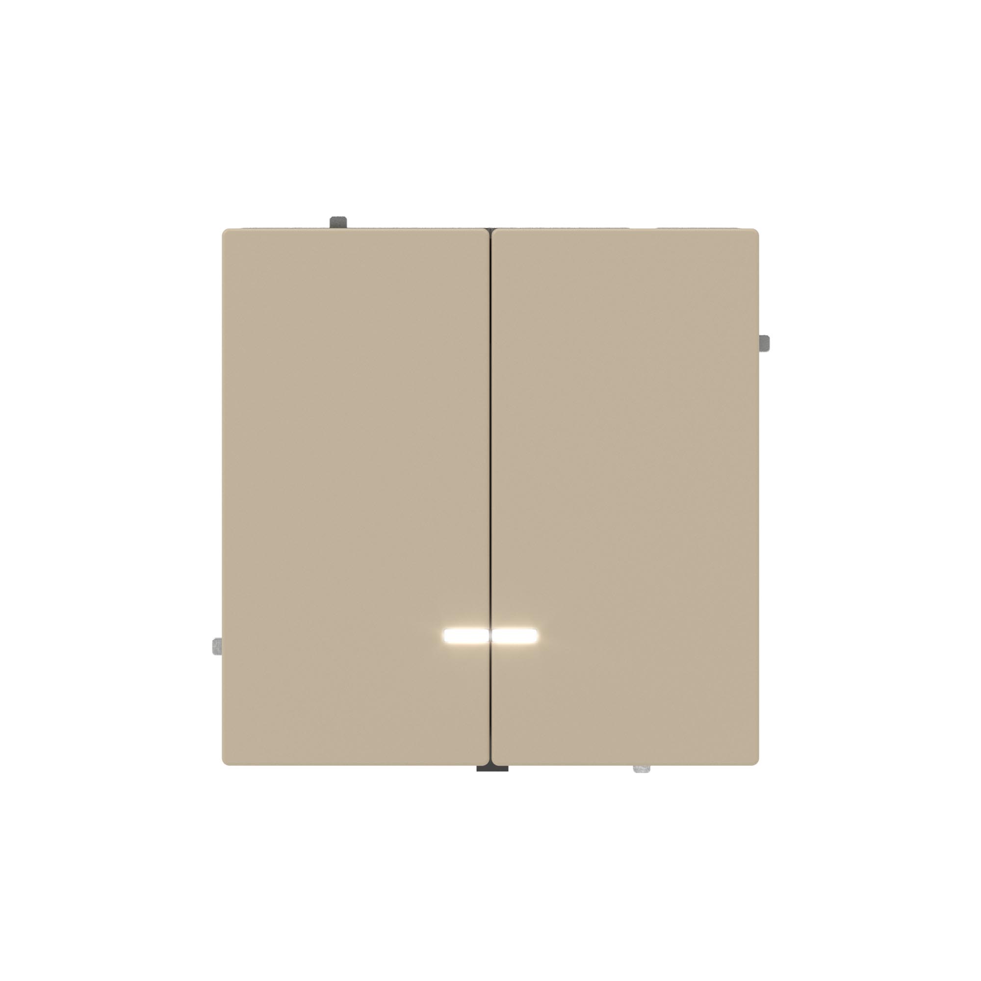 Выключатель двухклавишный с подсветкой, KANT, ванильный марципан