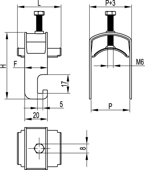 Держатель кабельный для крепления к профилю, д. 20-26 ДКС|DKC ...