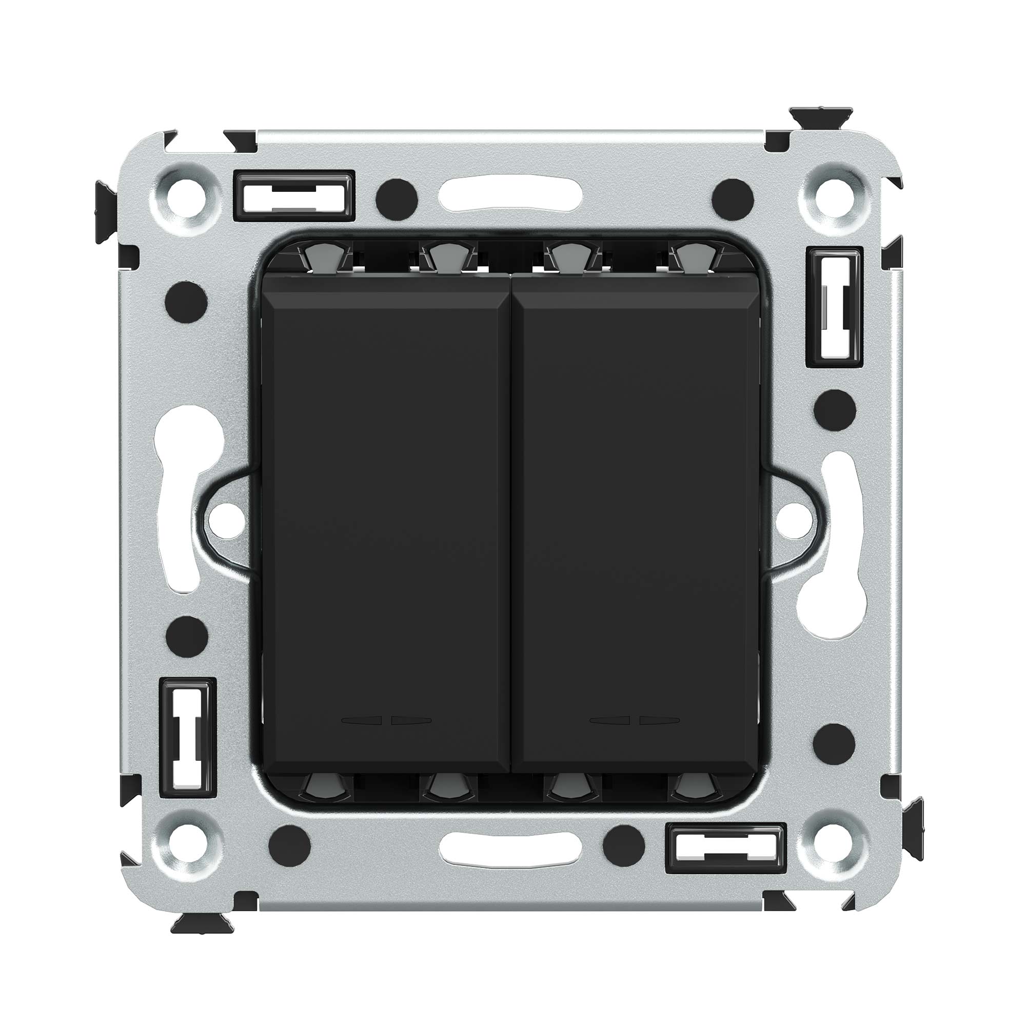 Выключатели, переключатели, инверторы Переключатель двухклавишный в стену, Avanti, черный матовый DKC|ДКС