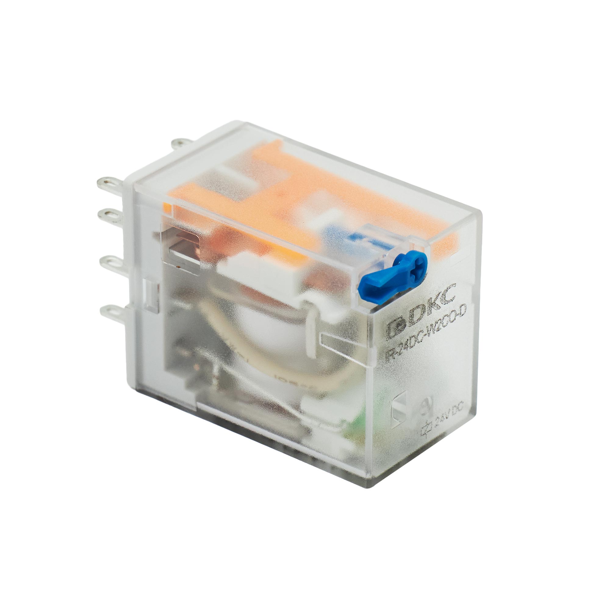 Реле миниатюрное промышленное общего назначения, 2CO, ком. ток 12А, AgSnO2, напряжение 24V DC, опция: тест-кнопка+светодиод+защитный диод